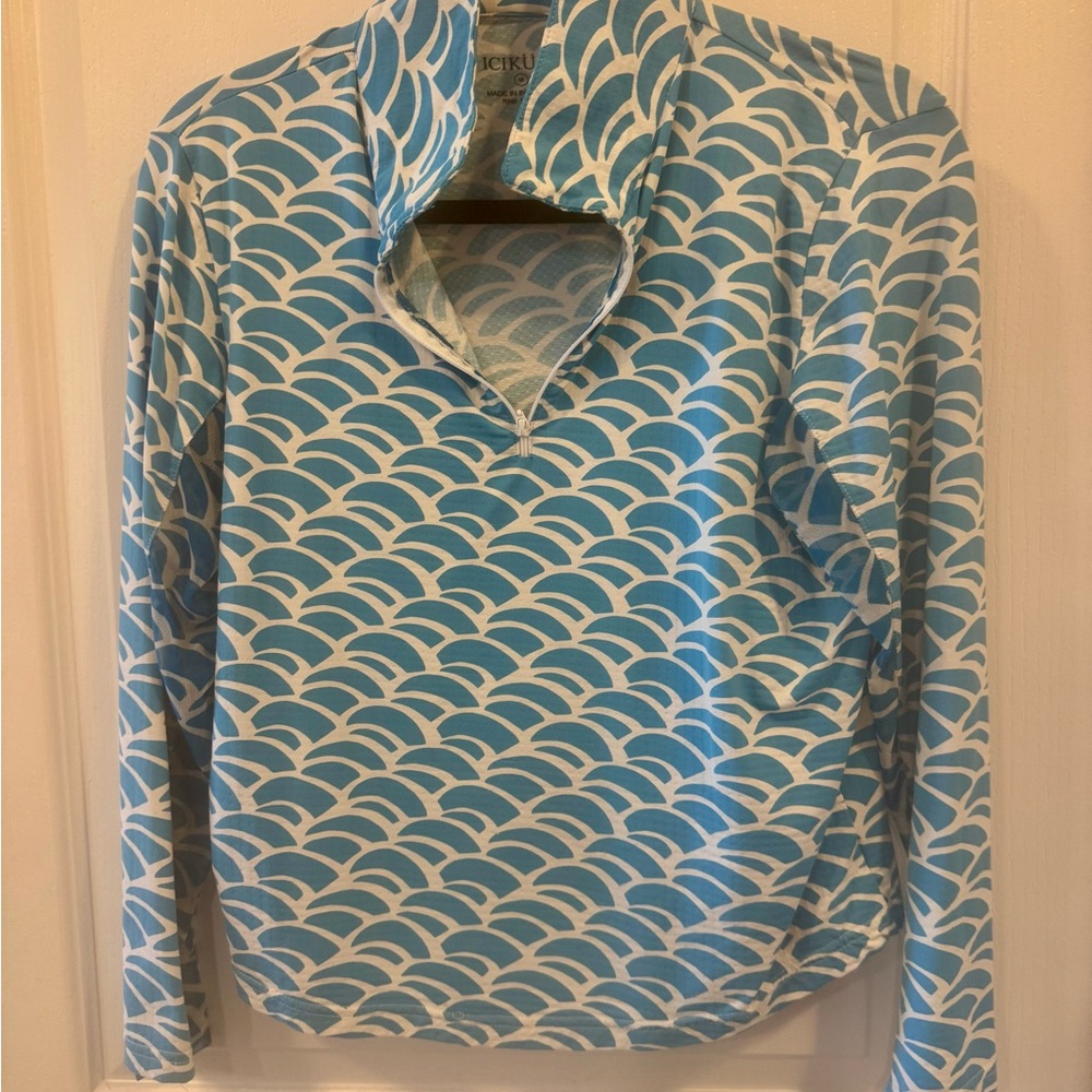 Icikuls Top Womens Medium Blue 1/4 Zip Long Sleeve Lightweight Golf Adult
